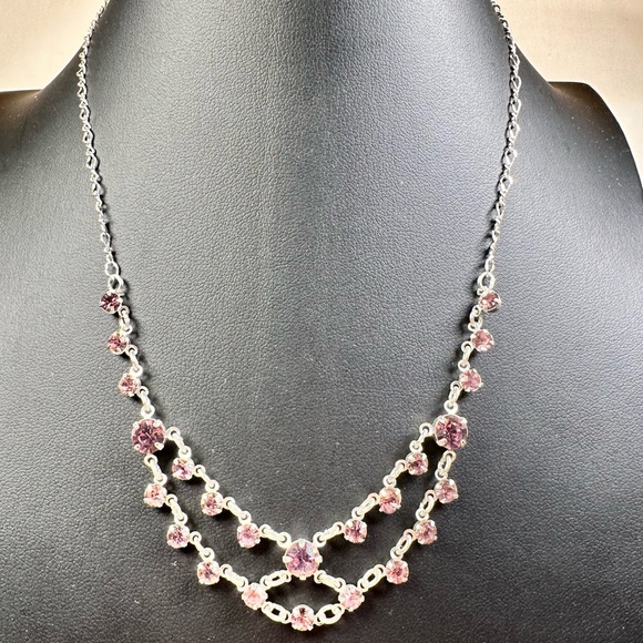 Avon SH signed silver tone purple rhinestone choker necklace - Picture 1 of 7